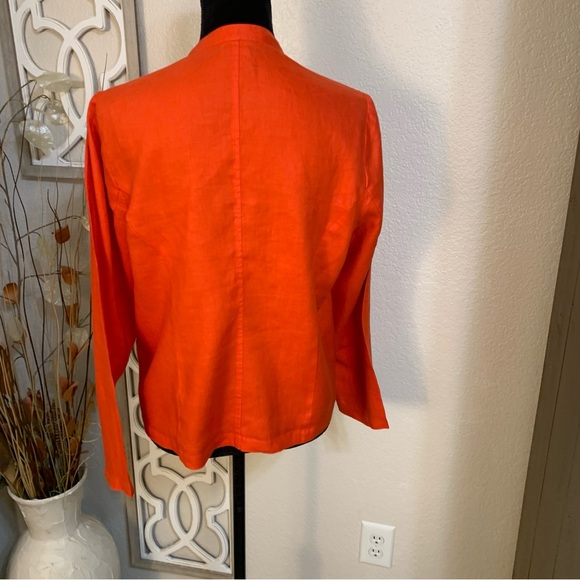 Tahari linen blazer jacket bright orange - Picture 3 of 6